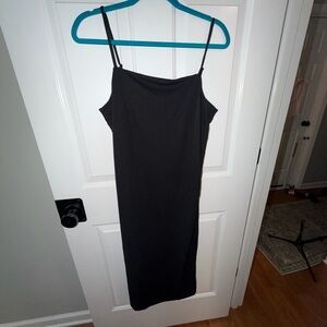 H&M Black Midi Spaghetti Strap Dress